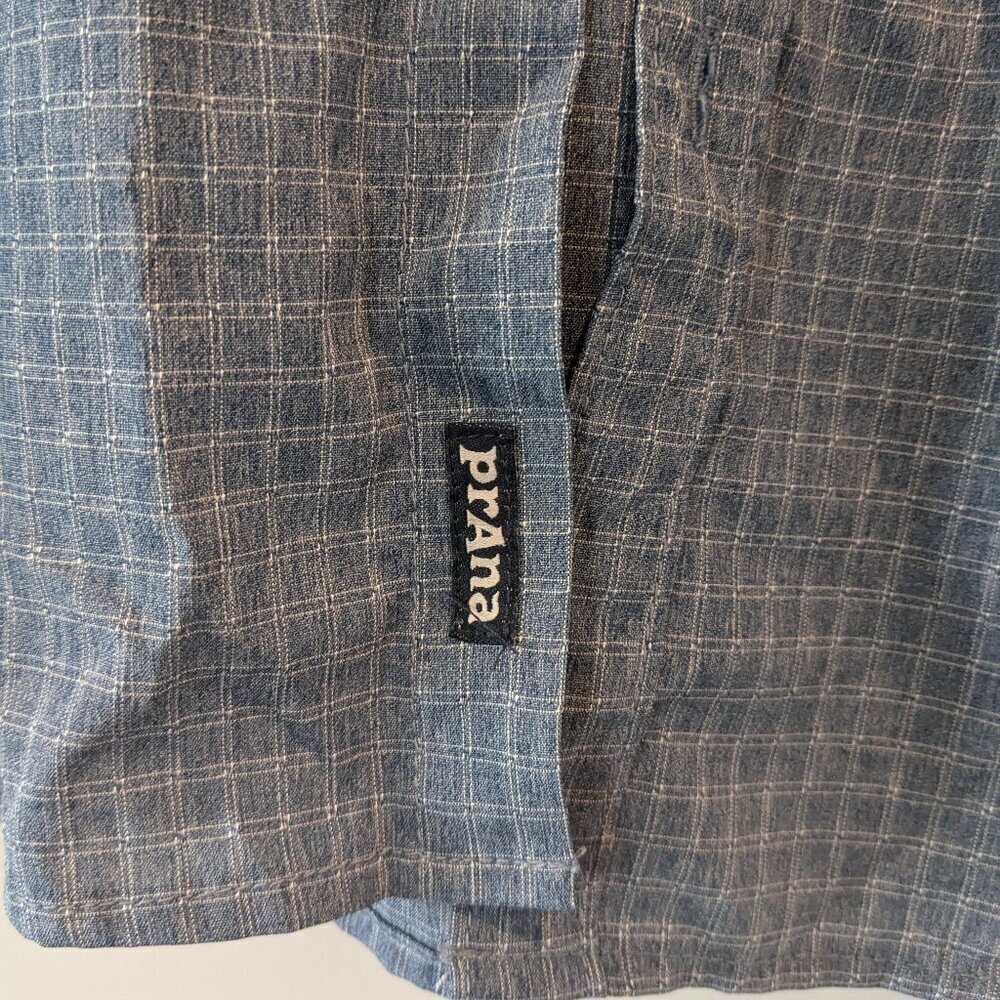 PrAna Shirt Men's Size ST Blue Gingham Garvan Button-up Vented Long Sleeve Shirt - Picture 10 of 15